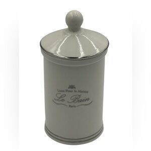 VTG Kassatex New York Le Bain Paris Storage Jar White & Silver 6”Hx3”D.
